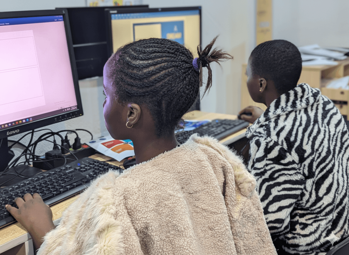 Students working together on group project