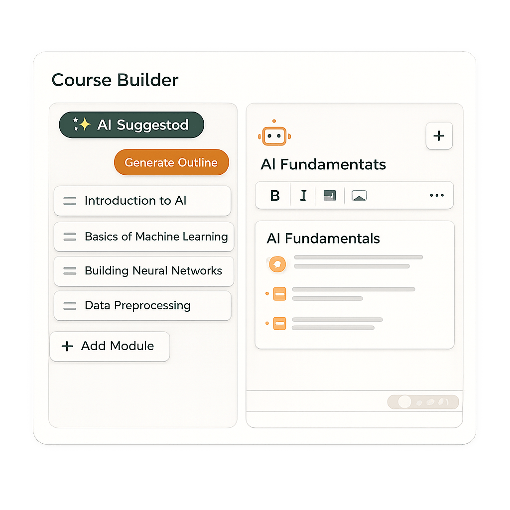Illustration of an AI-assisted course builder tool