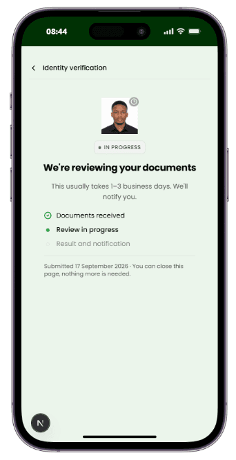 The "Under review" status screen