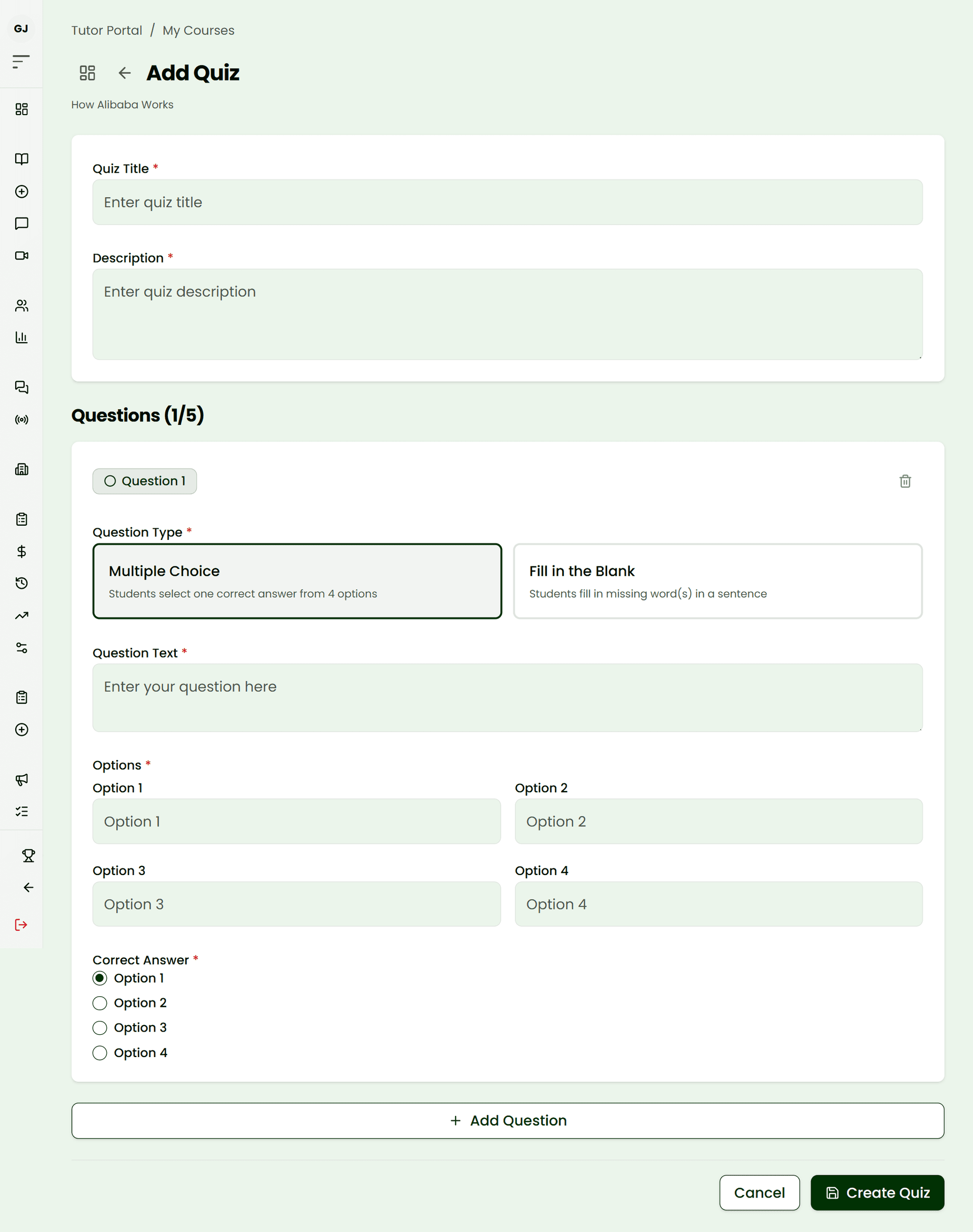 Create your quiz when you are done